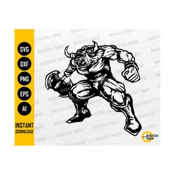 Minotaur With Axe SVG | Mythical Creature SVG | Ancient Monster T-Shirt Graphics | Cricut Cutting File Clipart Vector Digital Dxf Png Eps Ai