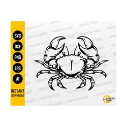 Cute Crab SVG | Crustacean SVG | Animal Stencil Illustration Image Drawing Graphics | Cricut Cut Files Clipart Vector Digital Dxf Png Eps Ai