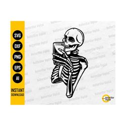 Skeleton Selfie SVG | Funny Gothic T-Shirt Vinyl Graphics | Cricut Cutting File Silhouette Printables Clip Art Vector Digital Dxf Png Eps Ai