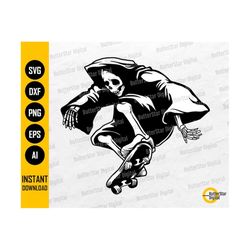 Grim Reaper Ollie SVG | Death Skateboarding SVG | Skate T-Shirt Decal Graphics | Cricut Cutting File | Clipart Vector Digital Dxf Png Eps Ai