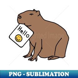 Cute Capybara Says Hello - Retro PNG Sublimation Digital Download - Add a Festive Touch to Every Day
