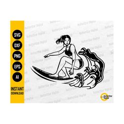 Surfer Girl SVG | Surfing SVG | Fun Summer Beach T-Shirt Vinyl Decal Sticker | Cricut Silhouette Cameo Clipart Vector Digital Dxf Png Eps Ai