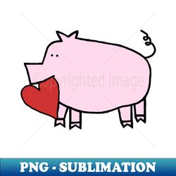 Cute Pig Holding Your Heart of Love on Valentines Day - High-Quality PNG Sublimation Download - Create with Confidence