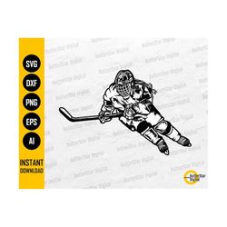 Female Hockey Player SVG | Ice Hockey Girl SVG | Sports Vinyl Stencil Graphic Illustration | Cricut Cut File Clip Art Digital Dxf Png Eps Ai