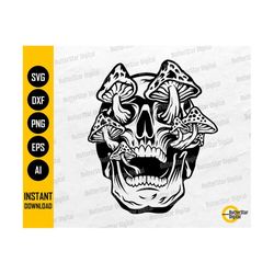 Big Mushroom Skull SVG | Psychedelic Decal T-Shirt Vinyl Stencil Graphics | Cricut Cut File Silhouette Clipart Vector Digital Dxf Png Eps Ai