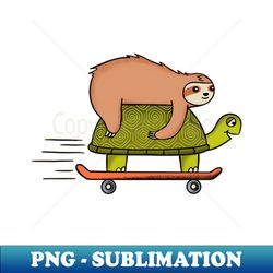 Sloth and turtle skateboard - Retro PNG Sublimation Digital Download - Enhance Your Apparel with Stunning Detail