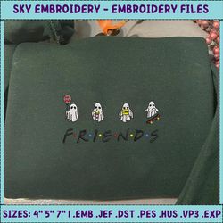 Spooky Friends Embroidery Design, Spooky Season Embroidery Machine Design, Spooky Halloween Embroidery File
