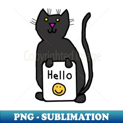 Cute Cat says Hello - High-Quality PNG Sublimation Download - Unleash Your Creativity