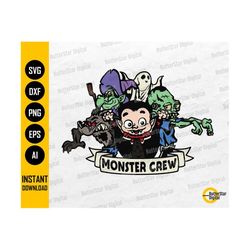 Monster Crew PNG | Cute Kids Horror Halloween Party Decoration T-Shirt Sticker Sublimation | Printable Clipart Vector Digital Dxf Svg Eps Ai