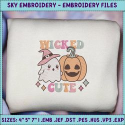 Wicked Cute Embroidery Design, Ghost Embroidery, Halloween Embroidery Design, Machine Embroidery Design, 5 Sizes