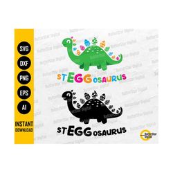 Steggosaurus SVG | Easter Dinosaur SVG | Easter Eggs SVG | Cricut Cutting File Silhouette | Printable Clipart Vector Digital Dxf Png Eps Ai