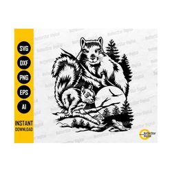 squirrels svg | wild animal t-shirt decal wall art sticker vinyl graphics | cricut cut files cuttable clip art vector digital dxf png eps ai