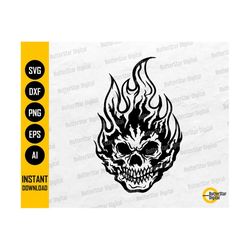 Flaming Skull SVG | Skeleton SVG | Gothic SVG | Fire Flame Angry Mad Anger Furious | Cut File Cuttable Clipart Vector Digital Dxf Png Eps Ai