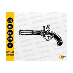 Flintlock Pistol SVG | Vintage Handgun SVG | Firearm SVG | Weapon Fire Kill Shoot Bang | Cutting File Clip Art Vector Digital Dxf Png Eps Ai