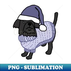 cute dog in christmas winter sweater and blue hat - artistic sublimation digital file - unleash your creativity
