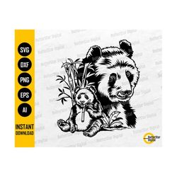 Panda Bear SVG | Cute Wild Animal T-Shirt Decal Stencil Vinyl | Cricut Cut Files Silhouette Printables Clipart Vector Digital Dxf Png Eps Ai