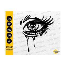 Crying Woman Eye SVG | Sad Girl SVG | Depressed Lady SVG Eyeball Eyelash Eyelid Cry Tears | Cut Files Clip Art Vector Digital Dxf Png Eps Ai