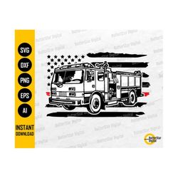 US Fire Truck SVG | Fire Engine Svg | USA Fireman Emergency Response Vehicle | Cricut Cameo Printable Clipart Vector Digital Dxf Png Eps Ai