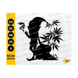 Elf Smoking Weed SVG | Christmas Cannabis SVG | Smoke Marijuana Joint Smoke Blunt | Cricut Silhouette Clipart Vector Digital Png Eps Dxf Ai