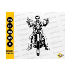 Skeleton Riding Motorcycle SVG | Skull Biker SVG | Motorbike Bike Rider | Cricut Cut File Silhouette | Clipart Vector Digital Dxf Png Eps Ai