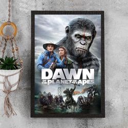 Dawn of the Planet of the Apes Movie Poster -  Waterproof Canvas Film Poster - Movie Poster Gift - Size A4 A3 A2 A1 - Un
