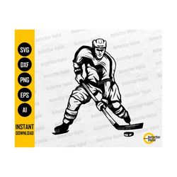 ice hockey player svg | sports vinyl shirt graphics sticker drawing | cricut silhouette cameo cuttable clipart vector digital dxf png eps ai