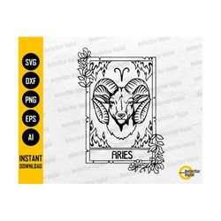 Aries Zodiac Card SVG | Star Sign T-Shirt Decal Vinyl Wall Art Tee | Cricut Silhouette Cameo Printable Clipart Vector Digital Dxf Png Eps Ai