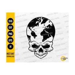 earth skull svg | globe svg | space t-shirt decal tattoo sticker decor | cricut cutting file cuttable clipart vector digital dxf svg eps ai