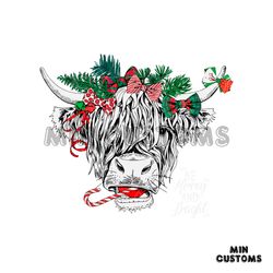 Western Christmas Highland Cow SVG Cutting Digital File