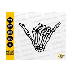 Skeleton Hand Shaka SVG | Summer Surf T-Shirt Decal Vinyl Sticker Graphics | Cricut Cut Files Cuttable Clipart Vector Digital Dxf Png Eps Ai