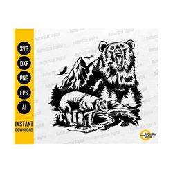 Mountain Bear SVG | Grizzly SVG | Outdoor T-Shirt Decal Sticker Graphics | Cricut Cut Files Printable Clip Art Vector Digital Dxf Png Eps Ai