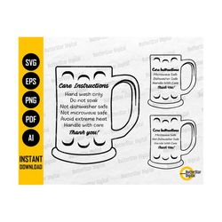 Beer Mug Care Card SVG | Printable Maintenance Instructions | Cricut Cutting File Silhouette Clipart Vector Digital Download Png Eps Dxf Ai