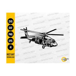 Black Hawk Helicopter SVG | Army Shirt Stencil Vinyl Graphics | Cricut Silhouette Cut Files Cuttable Clipart Digital Download Dxf Png Eps Ai