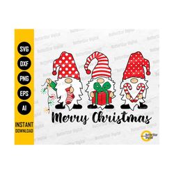Merry Christmas SVG | Holiday Gnomes SVG | Cute Xmas T-Shirt Decor Sign Decals Greeting Card | Cricut Clipart Vector Digital Dxf Png Eps Ai