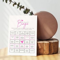 Find the Guest Bingo, Minimalist Shower Game Card, Get to Know You Game, Edit with CANVA, Who The Guest Game Card