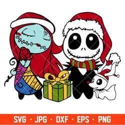 Christmas Baby Jack & Sally Svg, Christmas Svg, Merry Christmas Svg, Sandy Claws Svg, Cricut, Silhouette Vector Cut File