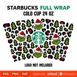Christmas Leopard Full Wrap Svg, Starbucks Svg, Coffee Ring Svg, Cold Cup Svg, Cricut, Silhouette Vector Cut File