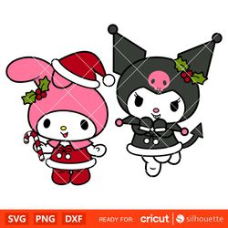 Christmas My Melody & Kuromi Bundle Svg, Christmas Svg, Disney Christmas Svg, Hello Kitty Svg, Cricut, Silhouette Vector
