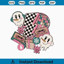 Retro Christmas Lightning Bolt Snowman PNG Download