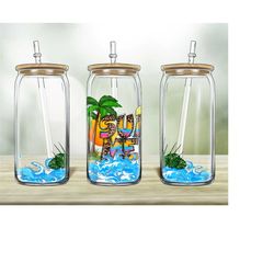 Beach Summer 16oz Libbey Glass Png, 16oz Libbey Cup, Libbey Cup Png Sublimation Design,Summer Design Png,Digital Downloa
