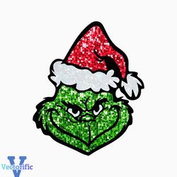 Glitter Grinch Face Christmas Movie PNG Sublimation File