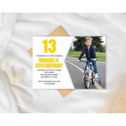 Yellow Birthday Invitations for Boys Teens Kids Girls/ANY AGE/Color/Printable Yellow Birthday Invitations with Photo/Ins