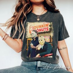 Jason and Micheal Donuts Comfort Colors Shirt Png, Halloween Shirt Png, Horror Movie Shirt Png, Horror Night Shirt Png,