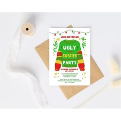 Ugly Sweater Party Invitation, Christmas Ugly Sweater Invite Template, Ugly Sweater Party, Holiday Sweater Party, Corjl