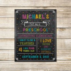 Back to School Signs for Preschool First day of school Sign Elementary School Signs Last Day Signs Instant Download Edit