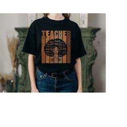 Vintage Teacher Afro Black History Month African American PNG