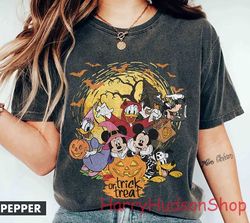 Retro Trick or Treat Disney Halloween Shirt Pngs, Vintage Disney Comfort Colors and Bella Canvas TShirt Pngs, Mickey and
