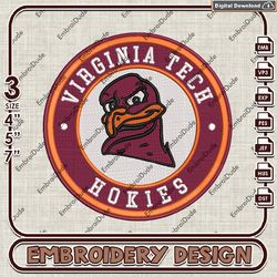 NCAA Logo Embroidery Files, NCAA Virginia Tech Hokies Embroidery Designs, Virginia Tech Hokies Machine Embroidery Design