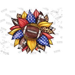 American Flag American Football Ball Sunflower Glitter Png, American Flag Sunflower Png, Football Png, Football Game Png, Digital Download