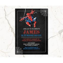 Kids Invitation Template, Spiderman Invitation, Spiderman Birthday Invitation, Spiderman Invite, Spider-man Birthday, Co